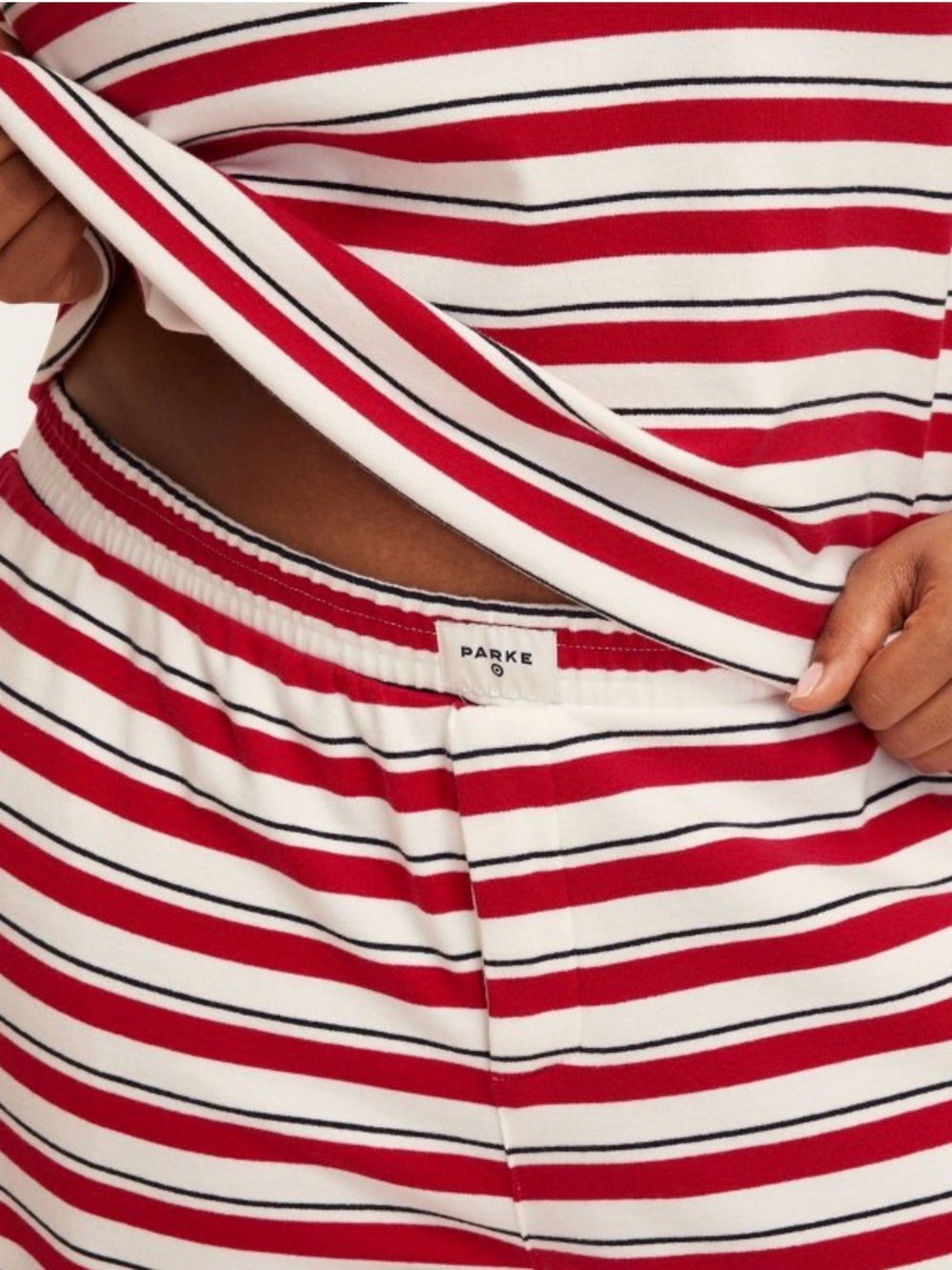 Parke X Target High Rise Boxer Knit Red/Navy Striped Pants NWT Size Medium